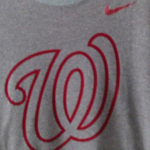 Nike Washington Nationals Dri-Fit T-Shirt Size M Gray/Red Athletic Cut - Picture 4 of 10